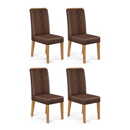 Conjunto 4 Cadeiras Yasmin Carvalho Nobre/Moca - PR Móveis  