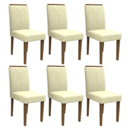 Conjunto 6 Cadeiras Amanda Imbuia/Bege - PR Móveis  
