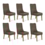 Conjunto 6 Cadeiras Amélia Carvalho Europeu/Marrom Café - PR Móveis