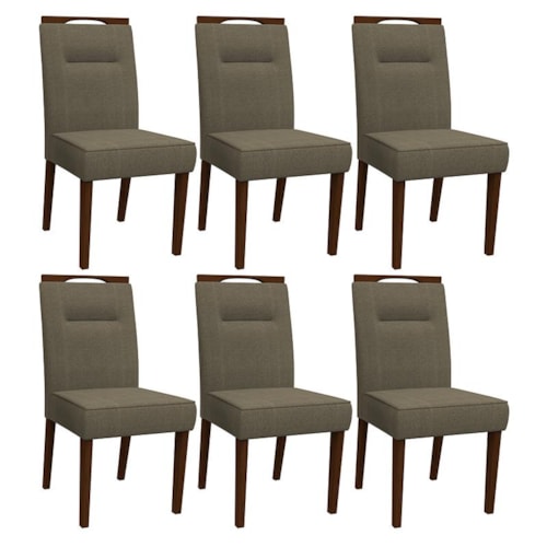 Conjunto 6 Cadeiras Itália Amêndoa/Cinza - PR Móveis 