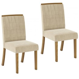 Conjunto de 2 Cadeiras Tauá Nature/Linho - Móveis Henn 