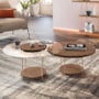 Conjunto de Mesas de Centro Sky com Tampo de Vidro e em MDF Castanho - HB Móveis