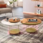 Conjunto de Mesas de Centro Sky com Tampo de Vidro e em MDF Cinamomo - HB Móveis