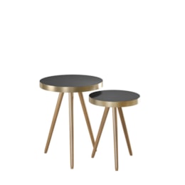 Conjunto de Mesas Laterais Málaga Preto/Champanhe - Salaone Conjunto de Mesas Laterais Málaga Preto/Champanhe - Salaone