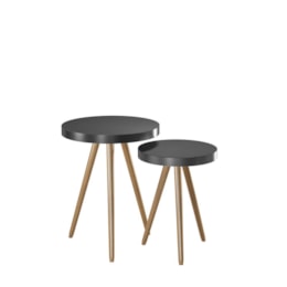Conjunto de Mesas Laterais Málaga Preto - Salaone Conjunto de Mesas Laterais Málaga Preto - Salaone