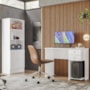 Conjunto Home Office com Armário 2 Portas e Mesa Escrivaninha Branco - Qmovi