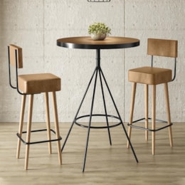 Conjunto Mesa Bistrô Viena e 2 Banquetas Barcelona 96cm Amarula - Salaone Conjunto Mesa Bistrô Viena e 2 Banquetas Barcelona 96cm Amarula - Salaone