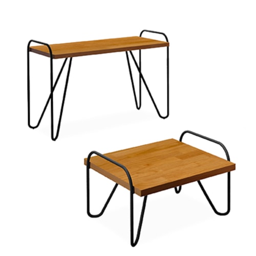 Conjunto Mesa de Centro e Mesa de Canto Gênova Naturale - PR Móveis