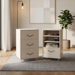 Conjunto Mini Organizador e Gaveteiro Steel Off White – EJ Móveis