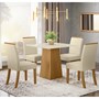 Conjunto Sala de Jantar Mesa Dora com 4 Cadeiras Vega Nature/Linho - Móveis Henn 