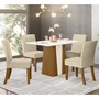 Conjunto Sala de Jantar Mesa Orus Nature/Off White com 4 Cadeiras Maris Nature/Linho - Móveis Henn