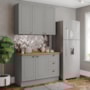 Cozinha Americana 2 Peças Cinza com Tampo Nature - Móveis Henn
