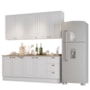 Cozinha Americana 4 Peças com Balcão 120cm e Tampo Branco/Nature - Móveis Henn