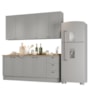 Cozinha Americana 4 Peças com Balcão 120cm e Tampo Cinza/Nature - Móveis Henn