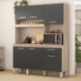Cozinha Compacta Alamo 6 Portas e 1 Gaveta Avena/Grafito - Demóbile