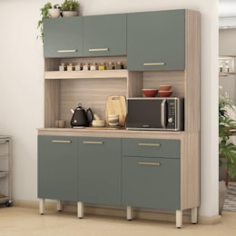 Cozinha Compacta Alamo 6 Portas e 1 Gaveta Avena/Menta - Demóbile   Cozinha Compacta Alamo 6 Portas e 1 Gaveta Avena/Menta - Demóbile