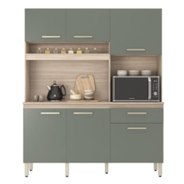 Cozinha Compacta Alamo 6 Portas e 1 Gaveta Avena/Menta - Demóbile   Cozinha Compacta Alamo 6 Portas e 1 Gaveta Avena/Menta - Demóbile