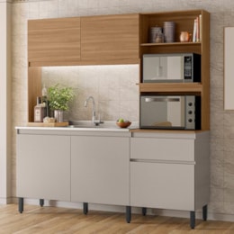 Cozinha Compacta Amaranto 5 Portas e 1 Gaveta Amêndola Touch/Nude Prime TX - Demóbile Cozinha Compacta Amaranto 5 Portas e 1 Gaveta Amêndola Touch/Nude Prime TX - Demóbile