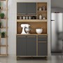 Cozinha Compacta Ametista 5 Portas e 1 Gaveta Cinamomo/Grafite - Valdemóveis