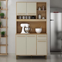 Cozinha Compacta Ametista 5 Portas e 1 Gaveta Cinamomo/Off White - Valdemóveis