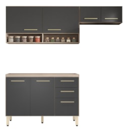Cozinha Compacta Dama 3 Peças Balcão Miss 120cm Avena/Grafito - Demóbile Cozinha Compacta Dama 3 Peças Balcão Miss 120cm Avena/Grafito - Demóbile