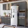 Cozinha Compacta Fit 11 Portas com Balcão 120cm Carvalho Nature/Chumbo - Nicioli