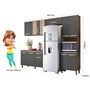 Cozinha Compacta Fit 11 Portas com Balcão 120cm Carvalho Nature/Chumbo - Nicioli