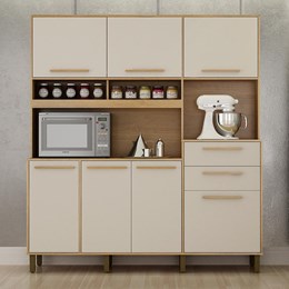 Cozinha Compacta Fortaleza 7 Portas e 2 Gavetas Cinamomo/Off White - Valdemóveis