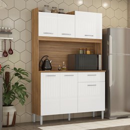 Cozinha Compacta Iris 6 Portas e 1 Gaveta Amêndola/Branco - Demóbile  