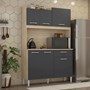 Cozinha Compacta Iris 6 Portas e 1 Gaveta Avena/Grafito - Demóbile  