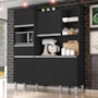 Cozinha Compacta Isabel 5 Portas e 1 Gaveta Preto - AJL Móveis