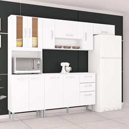 Cozinha Compacta Lavínia com Balcão e Tampo Branco - Poquema 