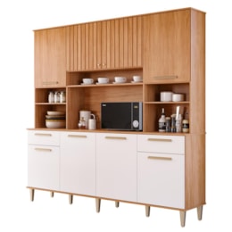 Cozinha Compacta Lívia 200cm 8 Portas e 2 Gavetas Cinamomo/Branco - MGM 