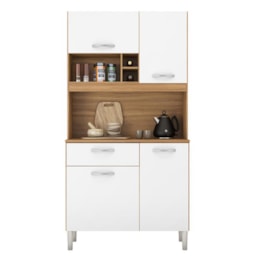 Cozinha Compacta Malta 4 Portas e 1 Gaveta Amêndola/Branco - Demóbile Cozinha Compacta Malta 4 Portas e 1 Gaveta Amêndola/Branco - Demóbile