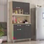 Cozinha Compacta Malta 4 Portas e 1 Gaveta Avena/Grafito - Demóbile