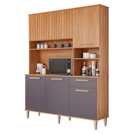 Cozinha Compacta Mila 156cm 6 Portas e 1 Gaveta Cinamomo/Titânio - MGM Cozinha Compacta Mila 156cm 6 Portas e 1 Gaveta Cinamomo/Titânio - MGM