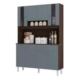 Cozinha Compacta Onix 120cm 8 Portas 1 Gaveta Chocolate/Cinza Platinum - Poquema Cozinha Compacta Onix 120cm 8 Portas 1 Gaveta Chocolate/Cinza Platinum - Poquema