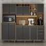Cozinha Compacta Petra 11 Portas e 2 Gavetas Cinamomo/Grafite - Valdemóveis