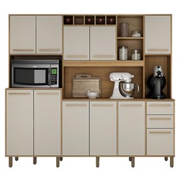 Cozinha Compacta Petra 11 Portas e 2 Gavetas Cinamomo/Off White - Valdemóveis 