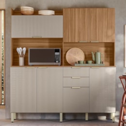 Cozinha Compacta Pitaya 7 Portas e 2 Gavetas Amêndola Touch/Nude Prime TX - Demóbile Cozinha Compacta Pitaya 7 Portas e 2 Gavetas Amêndola Touch/Nude Prime TX - Demóbile
