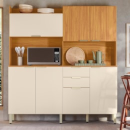 Cozinha Compacta Pitaya 7 Portas e 2 Gavetas Cinamon Touch/Off White - Demóbile