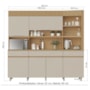 Cozinha Compacta Realeza 220cm 6 Portas e 3 Gavetas Carvalho/Greige - Nesher