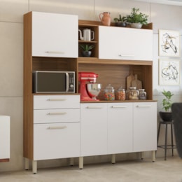 Cozinha Compacta Select 6 Portas e 2 Gavetas Amêndola/Branco - Demóbile Cozinha Compacta Select 6 Portas e 2 Gavetas Amêndola/Branco - Demóbile