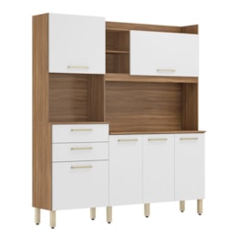 Cozinha Compacta Select 6 Portas e 2 Gavetas Amêndola/Branco - Demóbile Cozinha Compacta Select 6 Portas e 2 Gavetas Amêndola/Branco - Demóbile