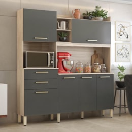 Cozinha Compacta Select 6 Portas e 2 Gavetas Avena/Grafito - Demóbile Cozinha Compacta Select 6 Portas e 2 Gavetas Avena/Grafito - Demóbile