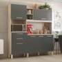 Cozinha Compacta Select 6 Portas e 2 Gavetas Avena/Grafito - Demóbile