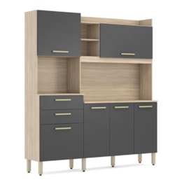 Cozinha Compacta Select 6 Portas e 2 Gavetas Avena/Grafito - Demóbile Cozinha Compacta Select 6 Portas e 2 Gavetas Avena/Grafito - Demóbile