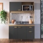 Cozinha Compacta Veneto 122cm 4 Portas e 1 Gaveta Castani/Chumbo - Indékes