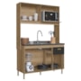 Cozinha Compacta Veneto 122cm 4 Portas e 1 Gaveta Castani/Chumbo - Indékes