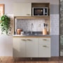 Cozinha Compacta Veneto 122cm 4 Portas e 1 Gaveta Castani/Off White - Indékes